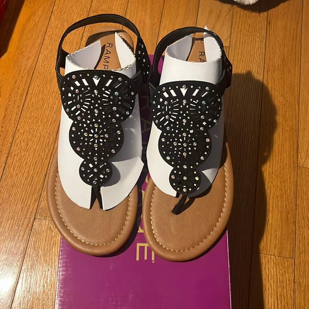 New, Never worn Black Rampage Sandals with Rhinestones Size 8.5